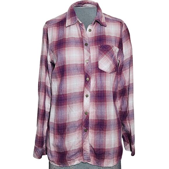 Sonoma Tops - Cotton Blend Plaid Flannel Button Down Top Shirt Medium